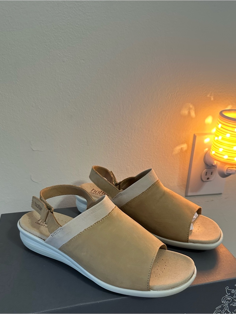 hotter Tan Open-Toe Slingback Sandals